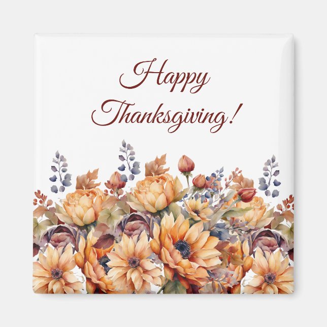 Fall Season-Watercolor Fall Flowers- Magnet (Front)