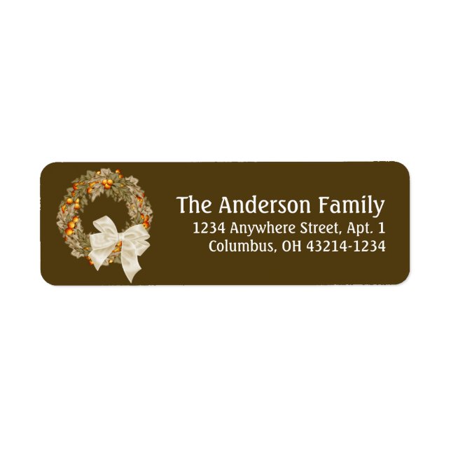 Fall Season Wreath Design 2 Return Address Labels (Front)