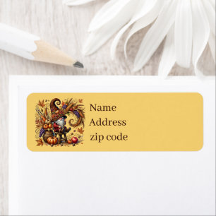 Fall Seasonal gnome party  Return Address Label
