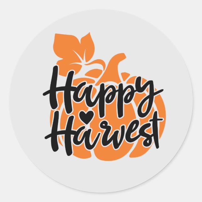 Fall Seasonal Happy harvest word art Classic Round Sticker (Front)