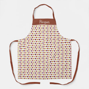 Fall Seasonal Hearts Personalised Name Apron