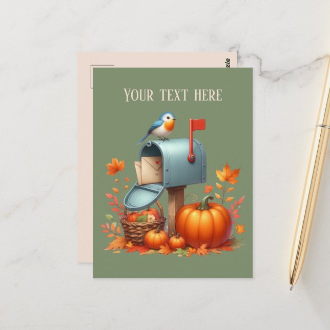 Fall Seasonal mailbox add message  Postcard (Front/Back In Situ)