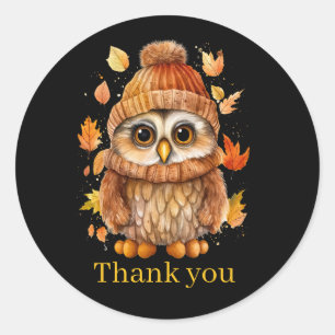 Fall Seasonal owl thank you business vendors  Classic Round Sticker