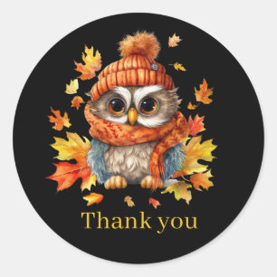 Fall Seasonal owl thank you business vendors  Classic Round Sticker