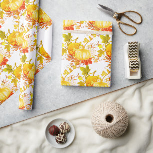 Fall Seasonal Pumpkin Pattern Craft or Gift  Wrapping Paper