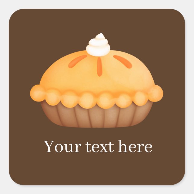 Fall Seasonal pumpkin pie add text Square Sticker (Front)