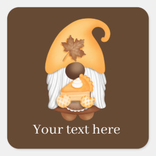 Fall Seasonal pumpkin pie vendor baking gnome Square Sticker
