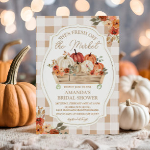 Fall She's Off The Market Pumpkin Bridal Shower Invitation