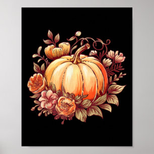 Fall Shirt Women Autumn Pumpkin Graphic Vintage Th Poster
