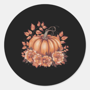 Fall Shirt Women Vintage Pumpkin Autumn Graphic Th Classic Round Sticker