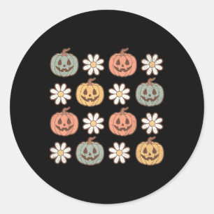 Fall Shirt Women Vintage Pumpkin Autumn Graphic Th Classic Round Sticker