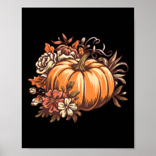 Fall Shirt Women Vintage Pumpkin Autumn Graphic Th Poster