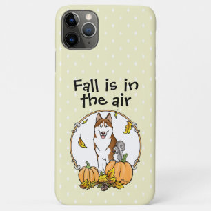 Fall Siberian Husky (red) Pumpkins Leaves Cute iPhone 11 Pro Max Case