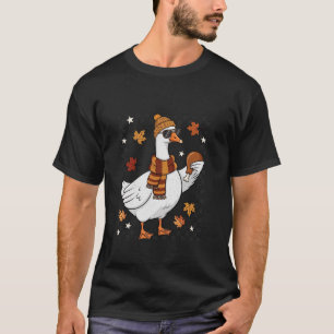 Fall Silly Goose With Turkey Leg Funny Thanksgivin T-Shirt