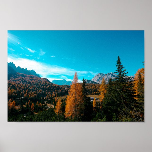 Fall Simple Landscape Photos Mountain 4k Wallpaper Poster (Front)