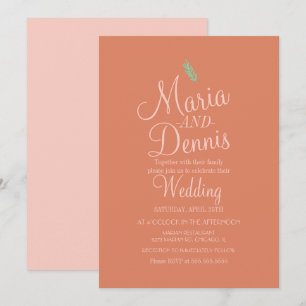 Fall Simple Terracotta Light Pink Wedding Invitation