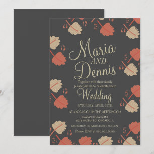 Fall Simple Terracotta Nuetral Leaves Wedding Invitation