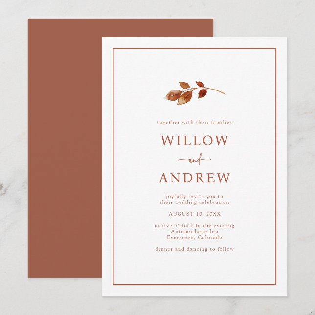 Fall Simple Wedding Invitation (Front/Back)
