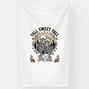 Fall Skeleton Couple Vintage Engraving Autumn Shir Banner