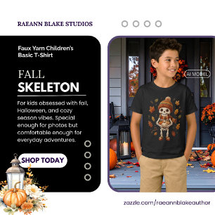 Fall Skeleton Faux Yarn Children’s Basic T-Shirt