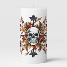 Fall Skull Pillar Candle