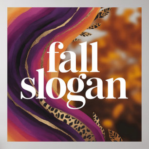 Fall Slogan Purple Orange Leopard Typography Poster