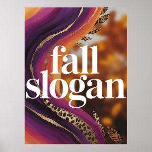 Fall Slogan Purple Orange Leopard Typography Poster