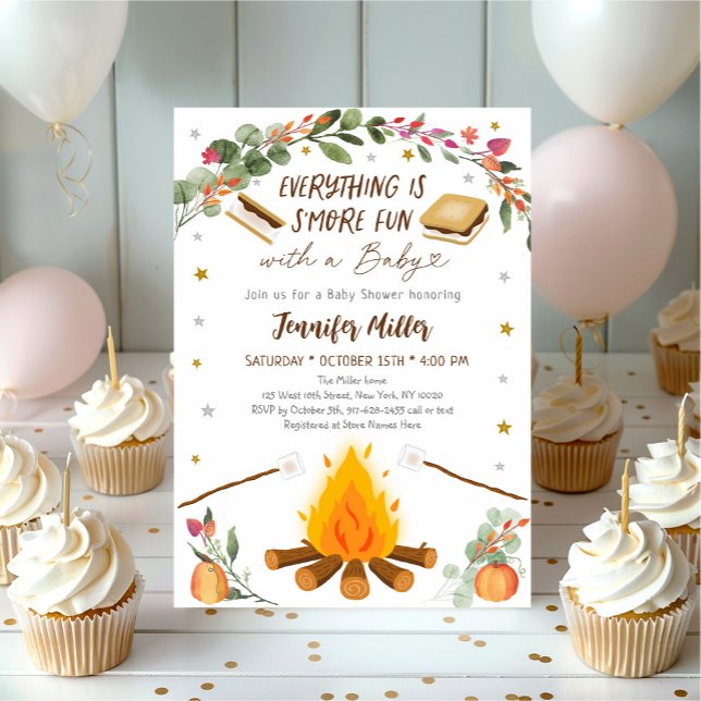 Fall S'mores Campfire Pumpkin Baby Shower Invitation (Creator Uploaded)