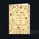 Fall Son & Daughter in Law Wedding Anniversary Card<br><div class="desc">Happy wedding anniversary card for son and daughter in law with fall leaves pattern,  and heartfelt verse.</div>