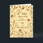 Fall Son & Daughter in Law Wedding Anniversary Card<br><div class="desc">Happy wedding anniversary card for son and daughter in law with fall leaves pattern,  and heartfelt verse.</div>
