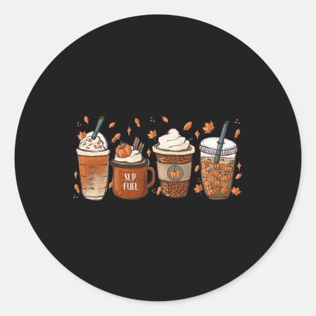 Fall Speech Language Pathologist Coffee Pumpkin Ha Classic Round Sticker (Front)