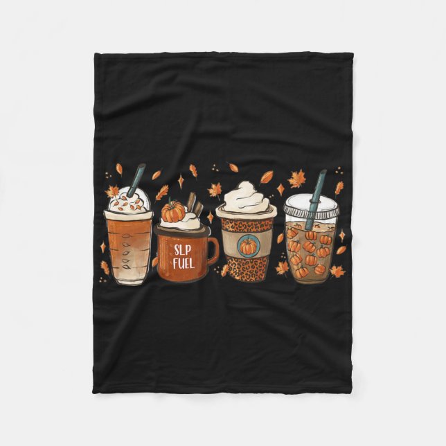 Fall Speech Language Pathologist Coffee Pumpkin Ha Fleece Blanket (Front)