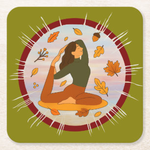Fall Square Paper Coaster