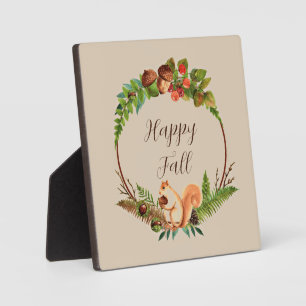 Fall squirrel and nature with customisable text plaque