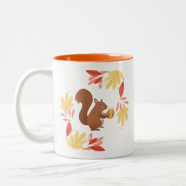 Fall Squirrel Two-Tone Coffee Mug (Left)