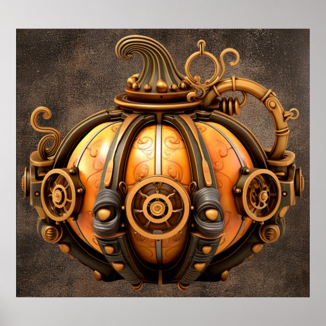Fall Steampunk Pumpkin Poster (Front)