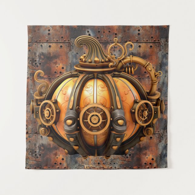 Fall Steampunk Pumpkin Tapestry (Front)