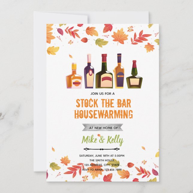 Fall stock the bar housewarming invitation (Front)