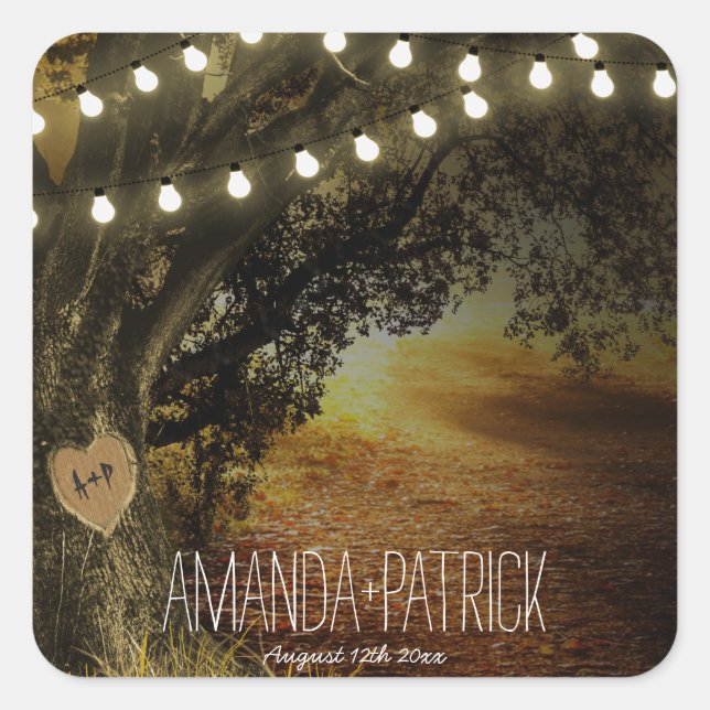 Fall String Lights Oak Tree Wedding Favours Seals (Front)