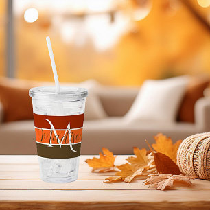 Fall stripes personalised   acrylic tumbler