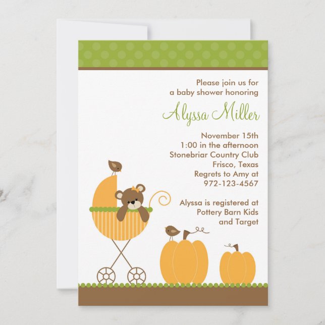 Fall Stroller Baby Shower Invitations (Front)