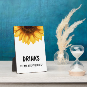 Fall Sunflower Baby Shower Drinks Sign  Plaque