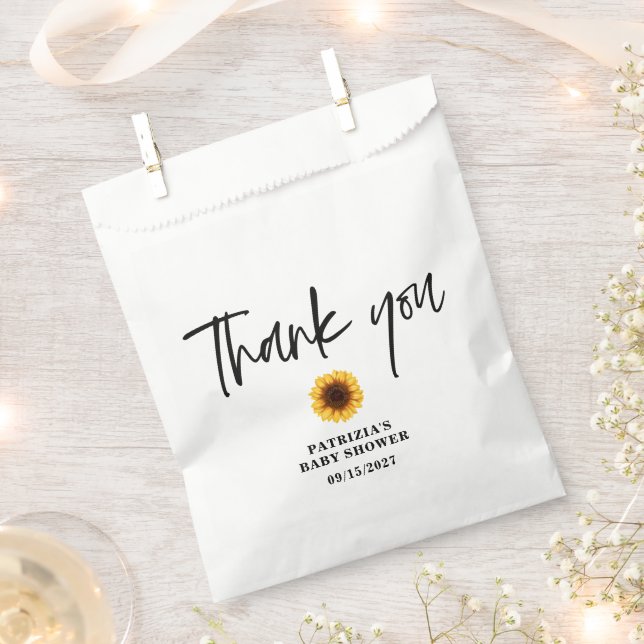 Fall Sunflower Baby Shower Favour Bag (Clipped)