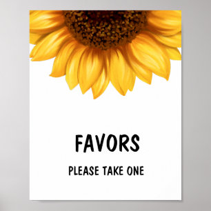 Fall Sunflower Baby Shower Favours Sign Poster