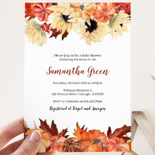 Fall Sunflower Baby Shower Invitation
