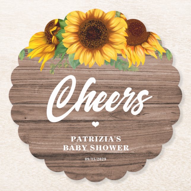 Fall Sunflower | Baby Shower  Paper Coaster (Front)