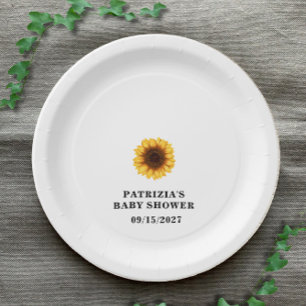 Fall Sunflower Baby Shower Paper Plate