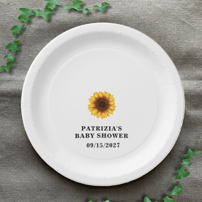 Fall Sunflower Baby Shower Paper Plate (Creator Uploaded)
