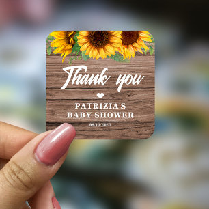 Fall Sunflower   Baby Shower Square Sticker
