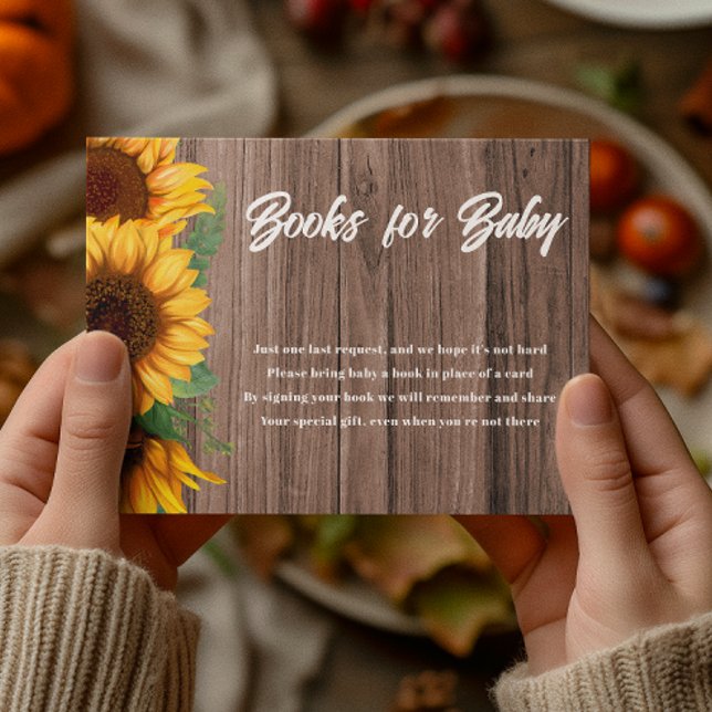 Fall Sunflower | Books for Baby | Baby Shower Enclosure Card (Creator Uploaded)